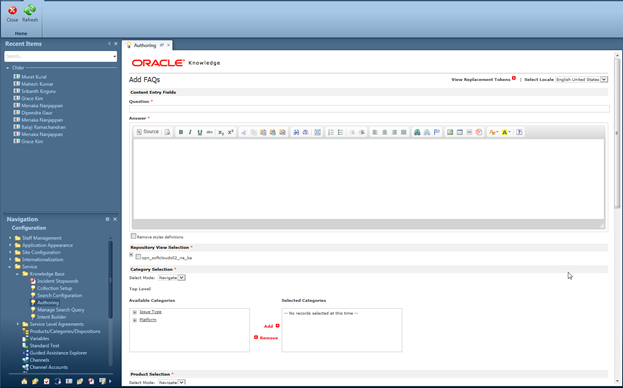 Knowledge in Oracle Service Cloud